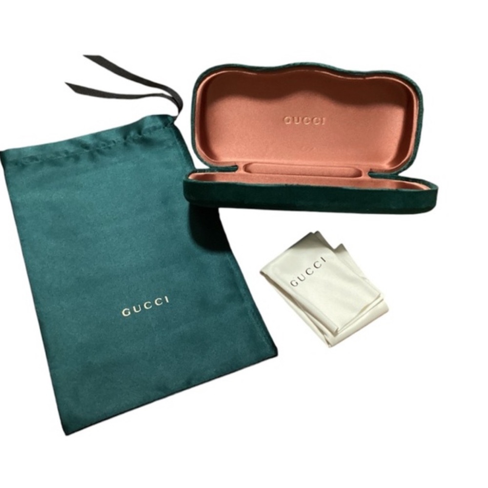 Gucci Green and Pink Glasses Case Set